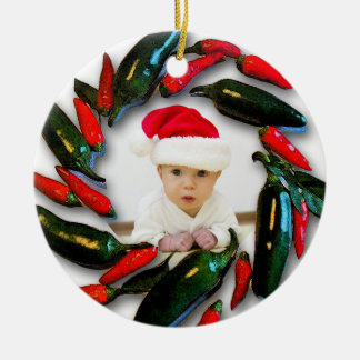 Pepper Wreath Baby's First Christmas Photo Ceramic Tree Decoration