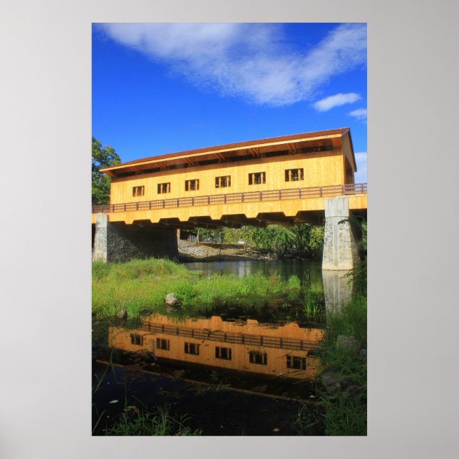 Pepperell MA New Covered Bridge River View Poster (Front)