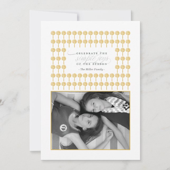 Peppermint 24KT Framed Holiday Photo Card (Front)