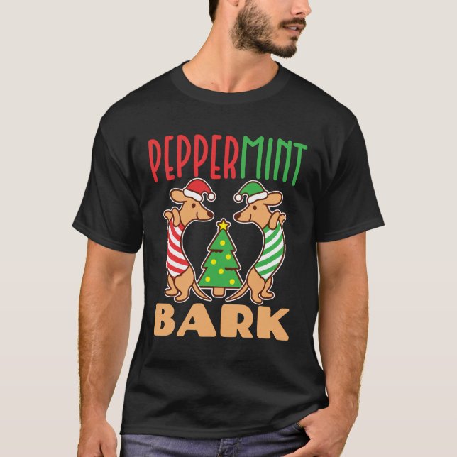 Peppermint Bark Christmas Dachshund Dog T-Shirt (Front)
