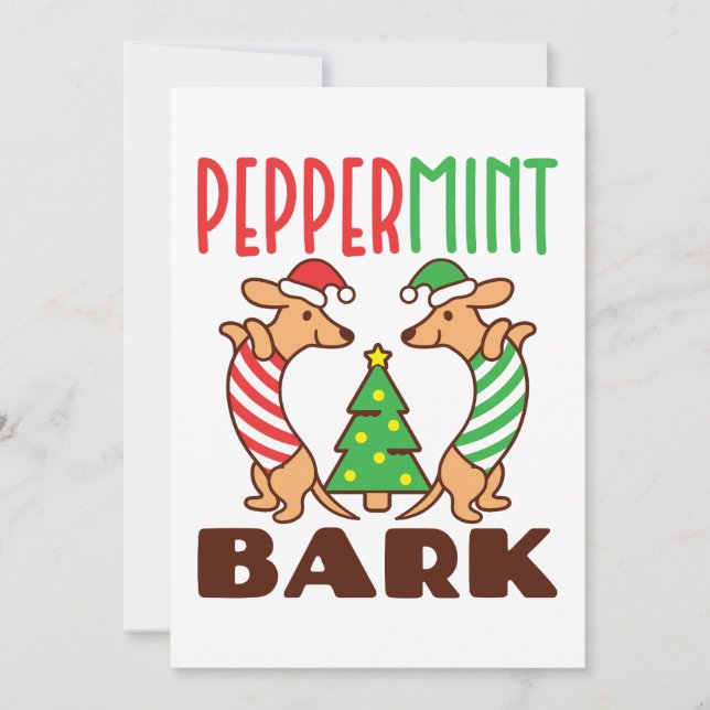 Peppermint Bark Cute Christmas Dachshund Doxie Holiday Card (Front)
