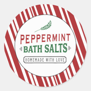 Peppermint Bath Salts Labels Custom Sticker Round