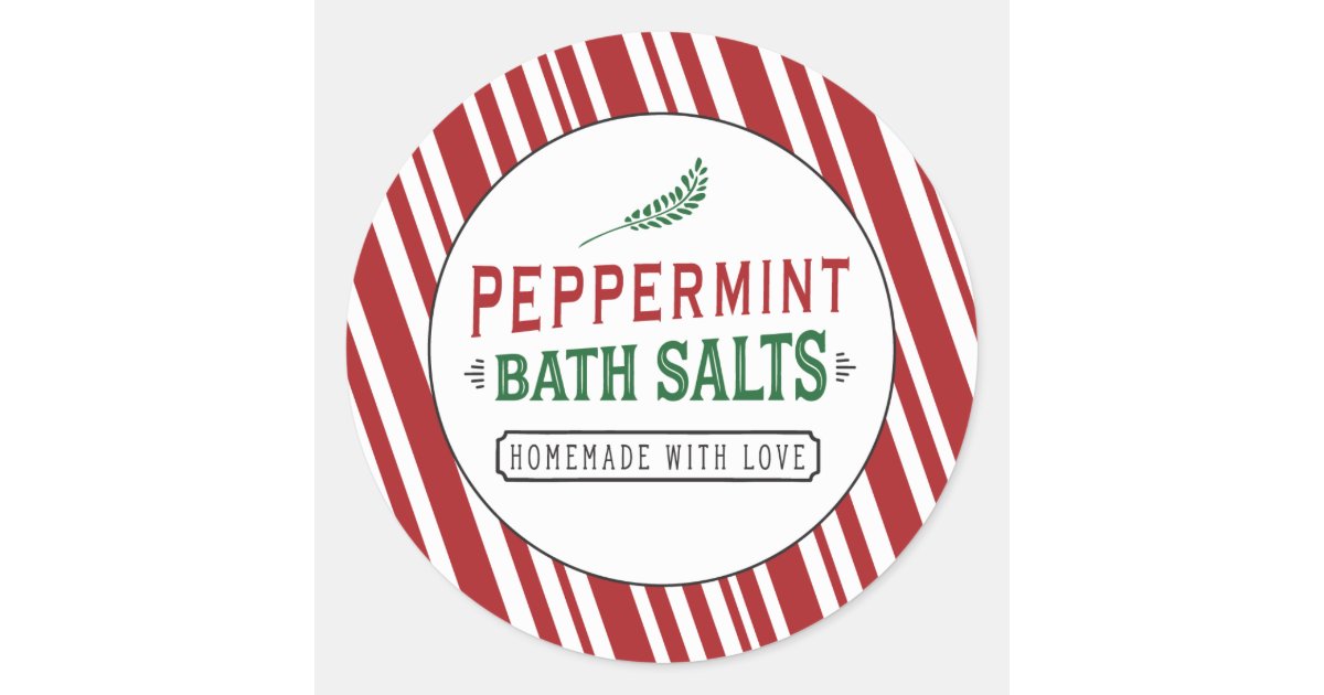 Peppermint Bath Salts Labels Custom Sticker Round Zazzle.co.uk