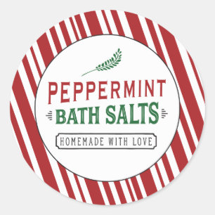Peppermint Bath Salts Labels Custom Sticker Round