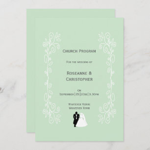 Peppermint Bride And Groom Scrollwork Wedding Programme