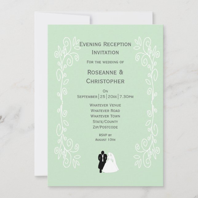 Peppermint Bride And Groom Wedding Reception Invitation (Front)