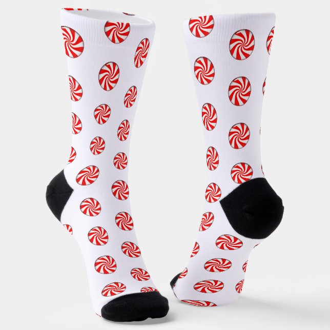 Peppermint Candies Christmas Socks (Angled)