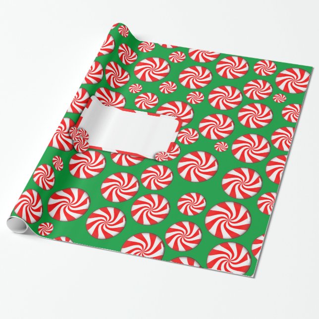 Peppermint Candies with Gift Tag Wrapping Paper (Unrolled)