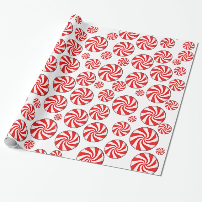 Peppermint Candies Wrapping Paper (Unrolled)