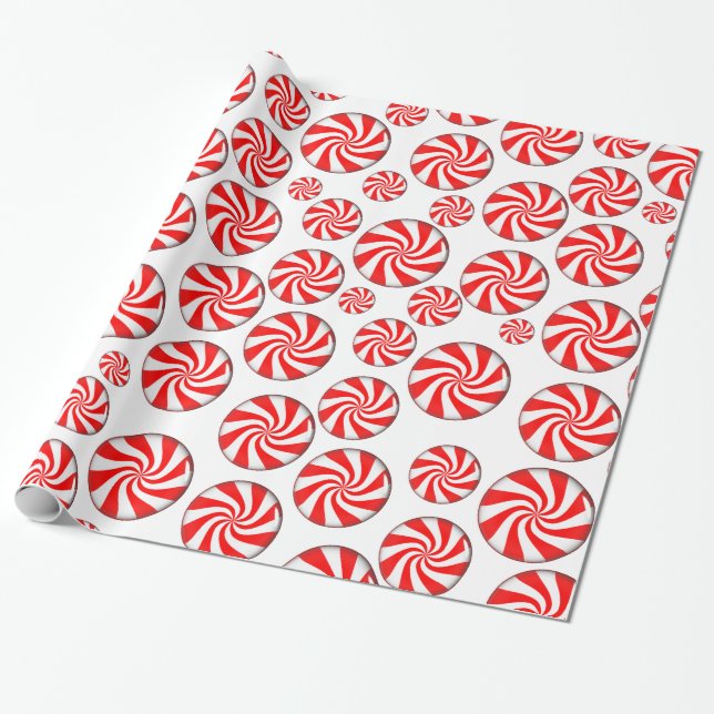 Peppermint Candies Wrapping Paper (Unrolled)