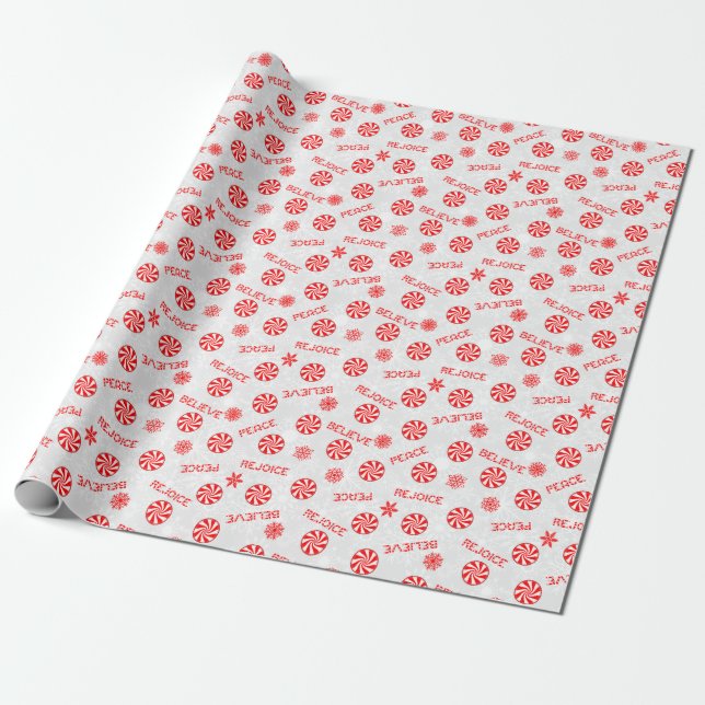 Peppermint candy and inspirational words wrapping paper (Unrolled)