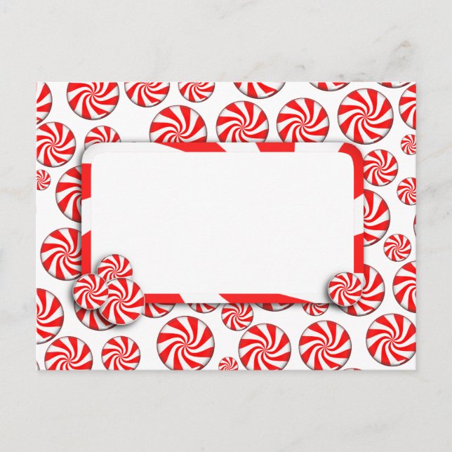 Peppermint Candy Background w/ Removable Tag Postcard (Front)