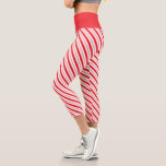 Peppermint Candy Cane Christmas Striped Capri Leggings<br><div class="desc">Celebrate Christmas in style with these festive candy cane striped leggings</div>