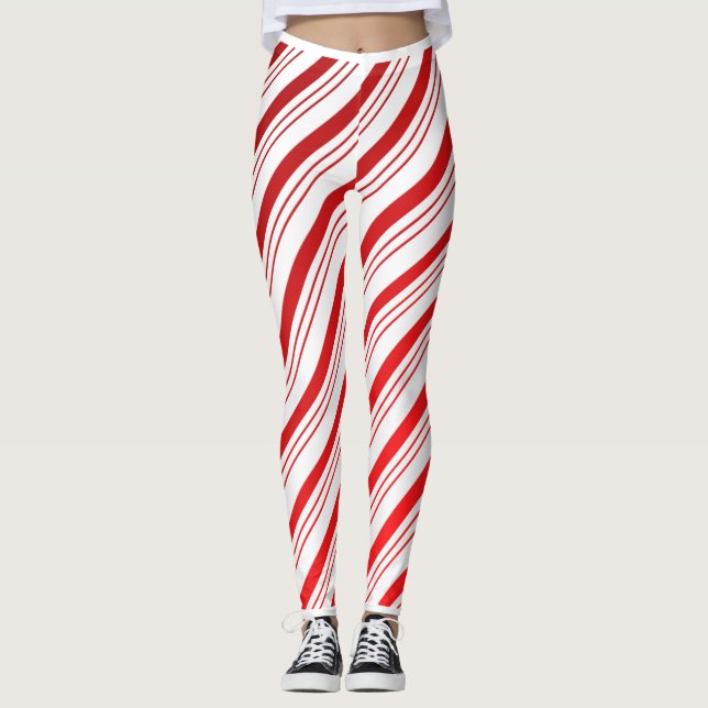 Peppermint Candy Cane Leggings (Front)