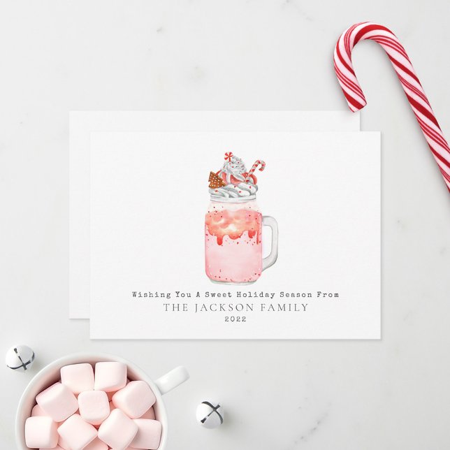 Peppermint Candy Cane Milkshake Sweet Holiday Card (Creator Uploaded)