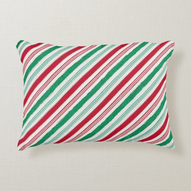 Peppermint Candy Cane Stripe Pillow (Front)