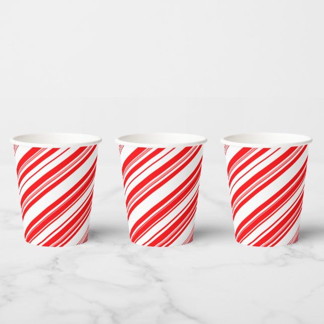 Peppermint Candy Canes Stripes Christmas Tie Paper Cups (Multi)