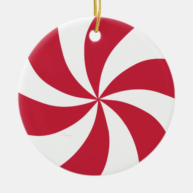 Peppermint Candy Ceramic Tree Decoration (Front)