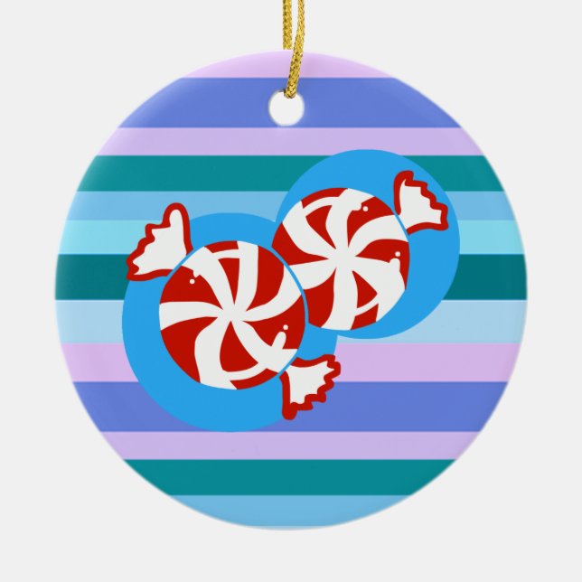 Peppermint Candy Ceramic Tree Decoration (Front)