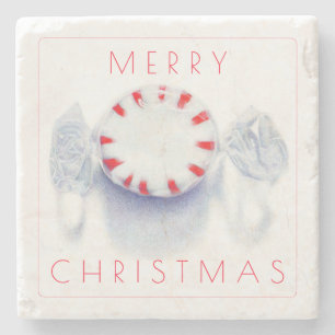 PEPPERMINT CANDY CHRISTMAS Marble Stone Coaster