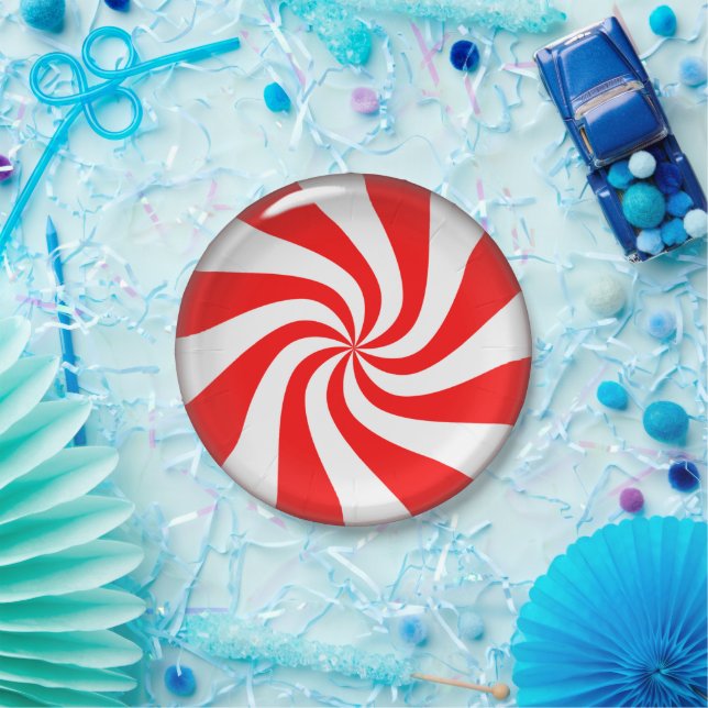 Peppermint Candy Christmas Paper Plate (Party)