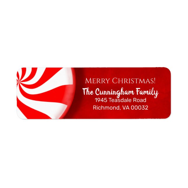 Peppermint Candy Christmas  Return Address Labels (Front)