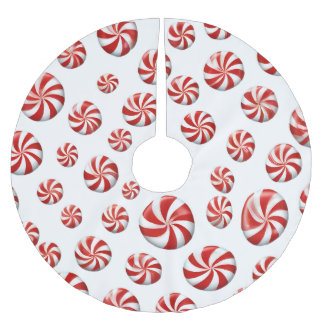 Peppermint Candy Christmas Themed Brushed Polyester Tree Skirt