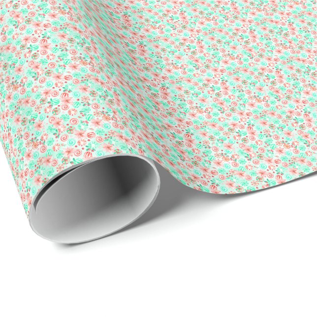 Peppermint Candy Christmas Wrapping Paper (Roll Corner)