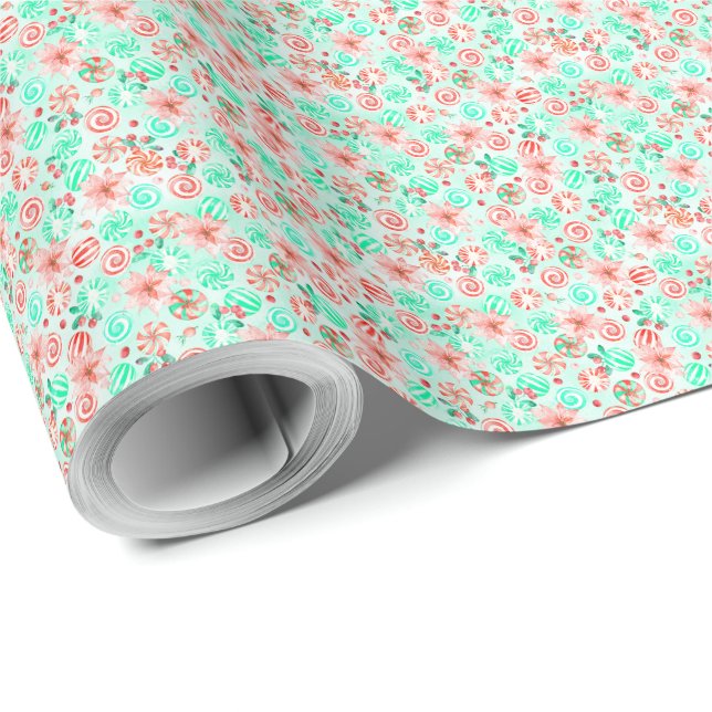 Peppermint Candy Christmas Wrapping Paper (Roll Corner)