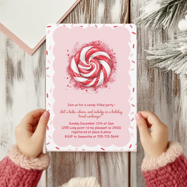 Peppermint Candy Cookie Exchange Invitation (Creator Uploaded)