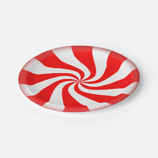 Peppermint Candy Disposable Holiday Paper Plates