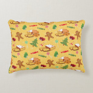 Peppermint Candy,Gingerbread Man and cake Decorative Cushion