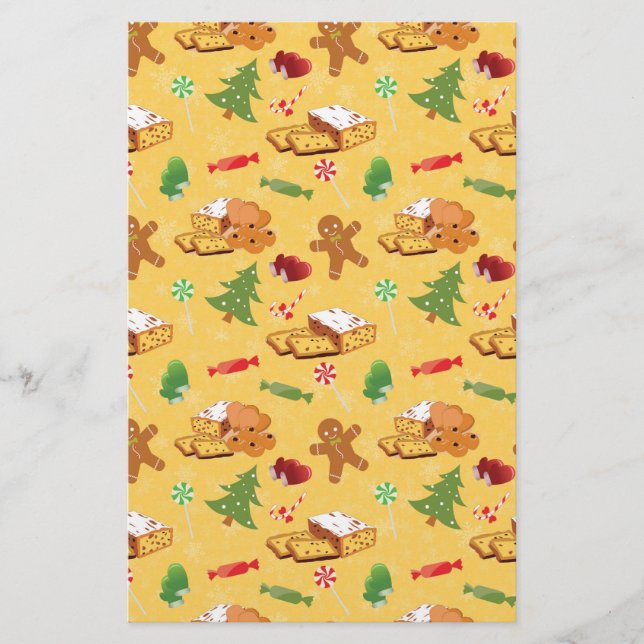 Peppermint Candy,Gingerbread Man and cake Stationery (Front)