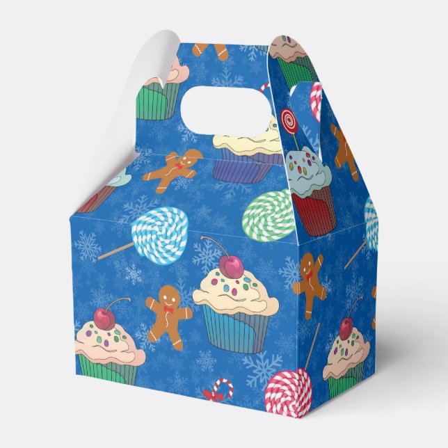 Peppermint Candy ,Gingerbread Man and cup cake Favour Box (Front Side)