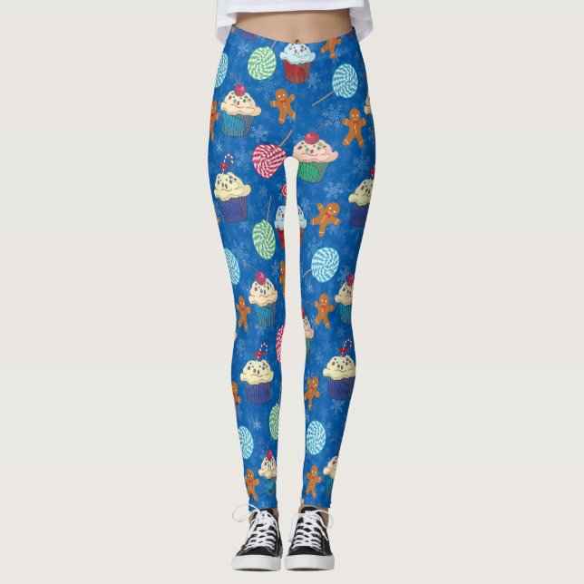 Peppermint Candy ,Gingerbread Man and cup cake Leggings (Front)