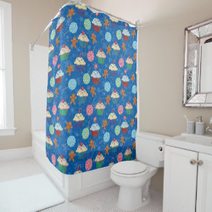 Peppermint Candy ,Gingerbread Man and cup cake Shower Curtain