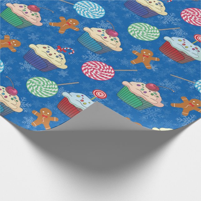 Peppermint Candy ,Gingerbread Man and cup cake Wrapping Paper (Corner)