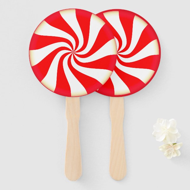 Peppermint Candy Hand Fan (Front and Back)