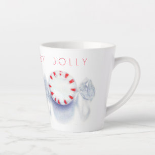 PEPPERMINT CANDY "HAPPY MERRY JOLLY" Latte Mug