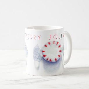 PEPPERMINT CANDY "HAPPY MERRY JOLLY" White Mug