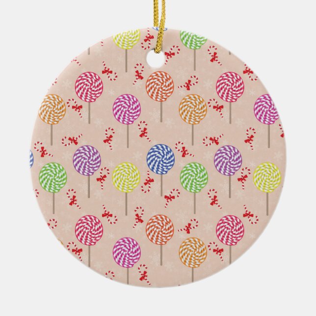 Peppermint Candy Mints Christmas,candy canes Ceramic Tree Decoration (Front)
