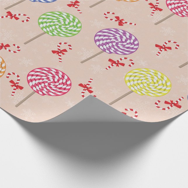 Peppermint Candy Mints Christmas,candy canes Wrapping Paper (Corner)