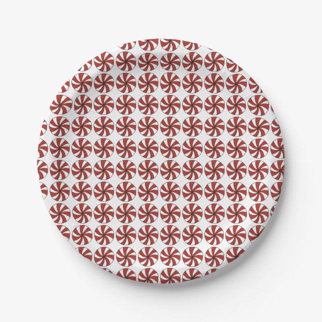 Peppermint Candy Mints Christmas Holiday Sweets Paper Plate (Front)