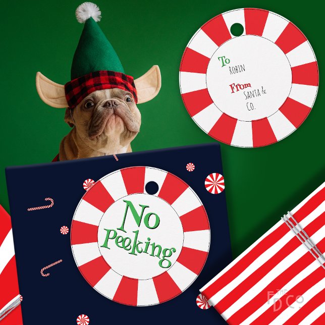 Peppermint Candy No Peeking! Cute Funny Gift Tag (Creator Uploaded)