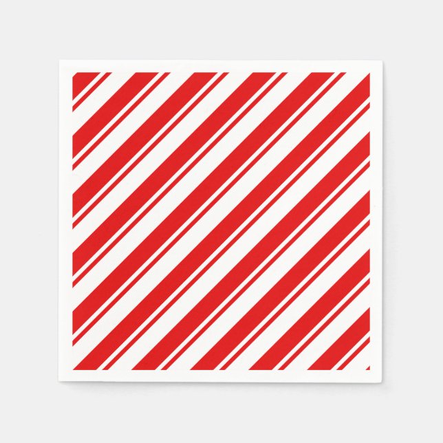 Peppermint Candy Red White Stripe Napkin (Front)