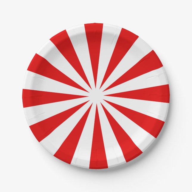 Peppermint Candy Red White Stripe Paper Plate (Front)