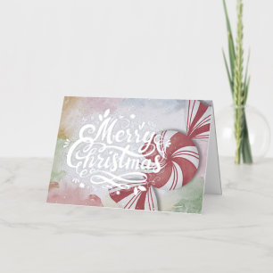Peppermint Candy Silver Foil Christmas Card