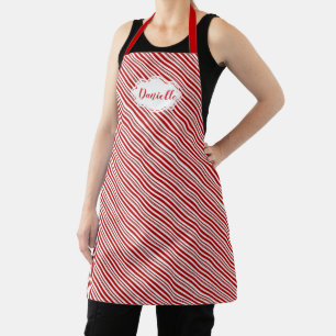 Peppermint candy stripe personalised apron