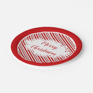 Peppermint candy stripe personalised   paper plate