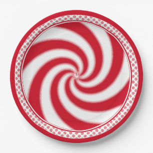 Peppermint Candy Swirl Christmas Holiday Paper Plate